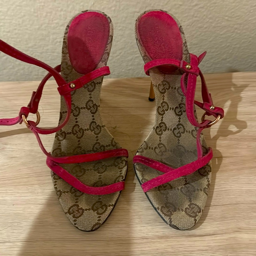 Pink Gucci Monogram Sandals